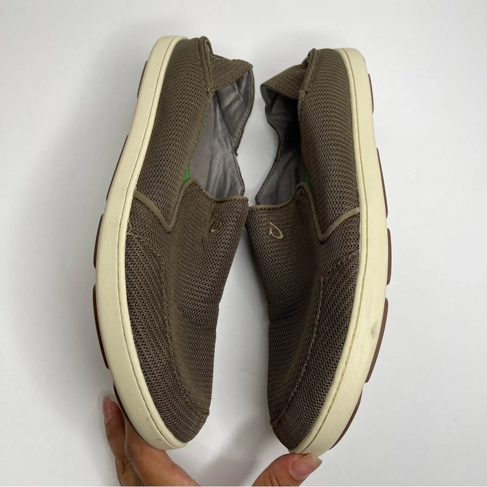 OluKai Nohea Mesh Men's Slip On Casual Loafer Shoes Size 11 Gray Brown/Green